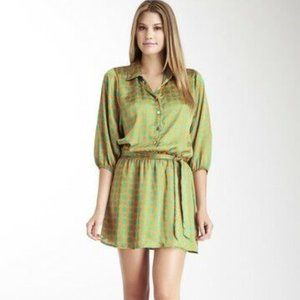 Pink Owl Size Small Geo Print Green Orange Shirt Dress Belted